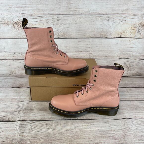 Dr. Martens Women's 1460 Boots Sz 11 Pascal Virginia Leather Peach Pink - Picture 2 of 11